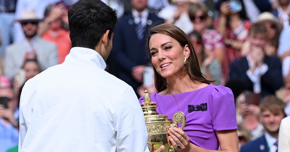 Princess Kate presents Wimbledon trophy to champion Carlos Alcaraz